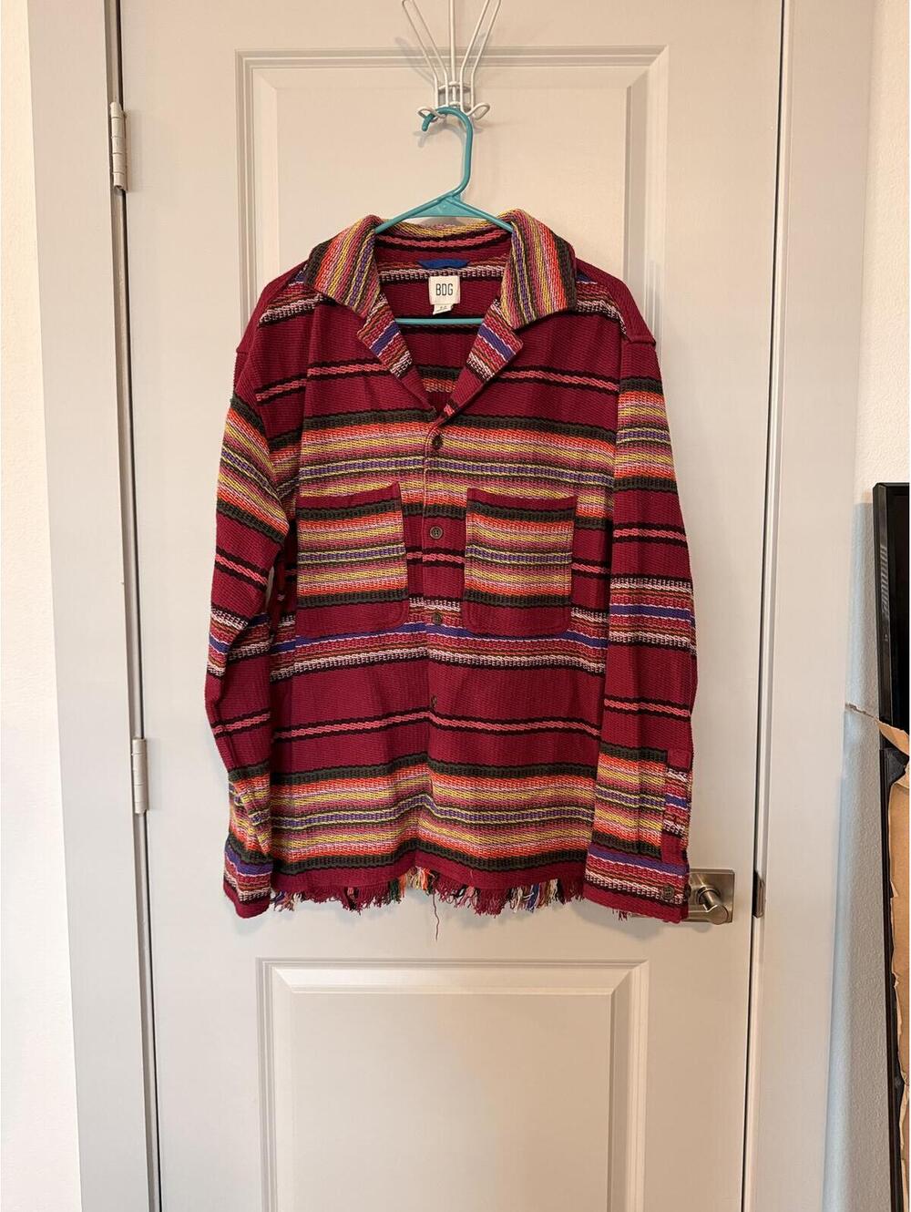 Urban outfitters BDG Pink Striped Woven Button-Up Shirt Jacket Shaket